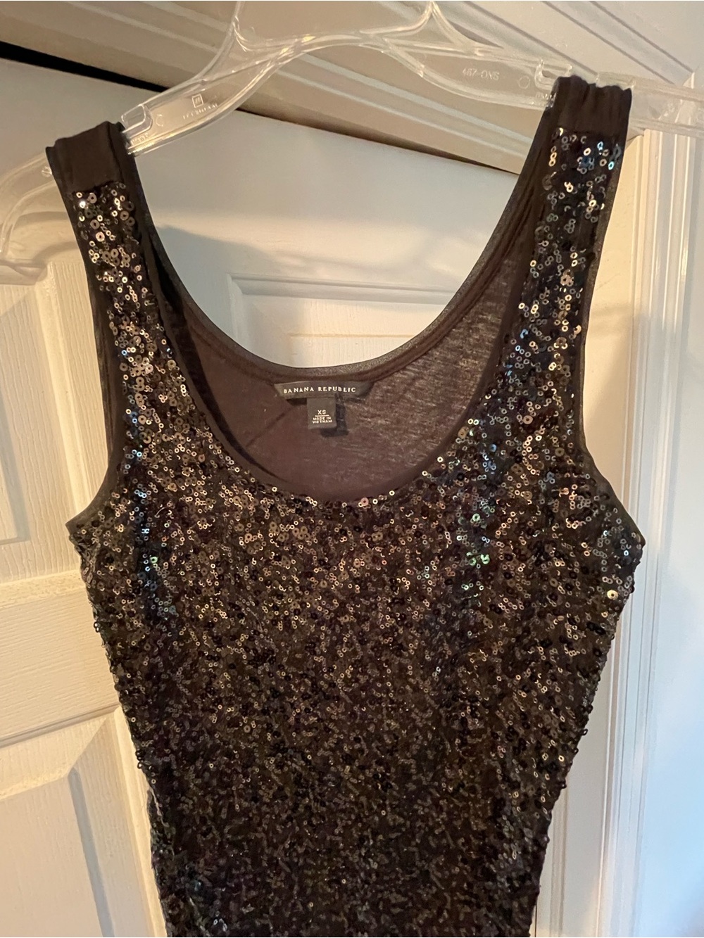 Banana Republic Black Sequined Scoop Neck Camisole